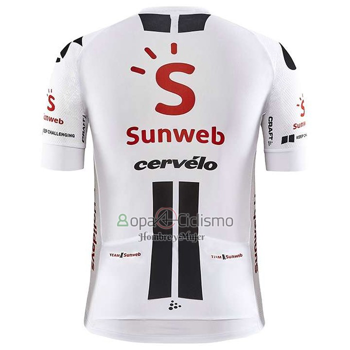 Sunweb Ropa Ciclismo Culotte Corto 2020 Mangas Cortas Blanco